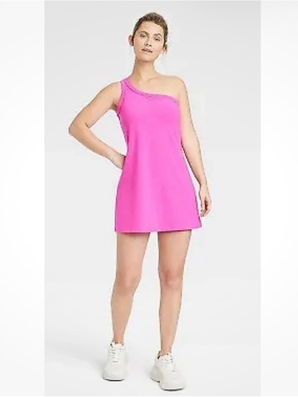 all in motion One-Shoulder Bright Pink Mini Dress